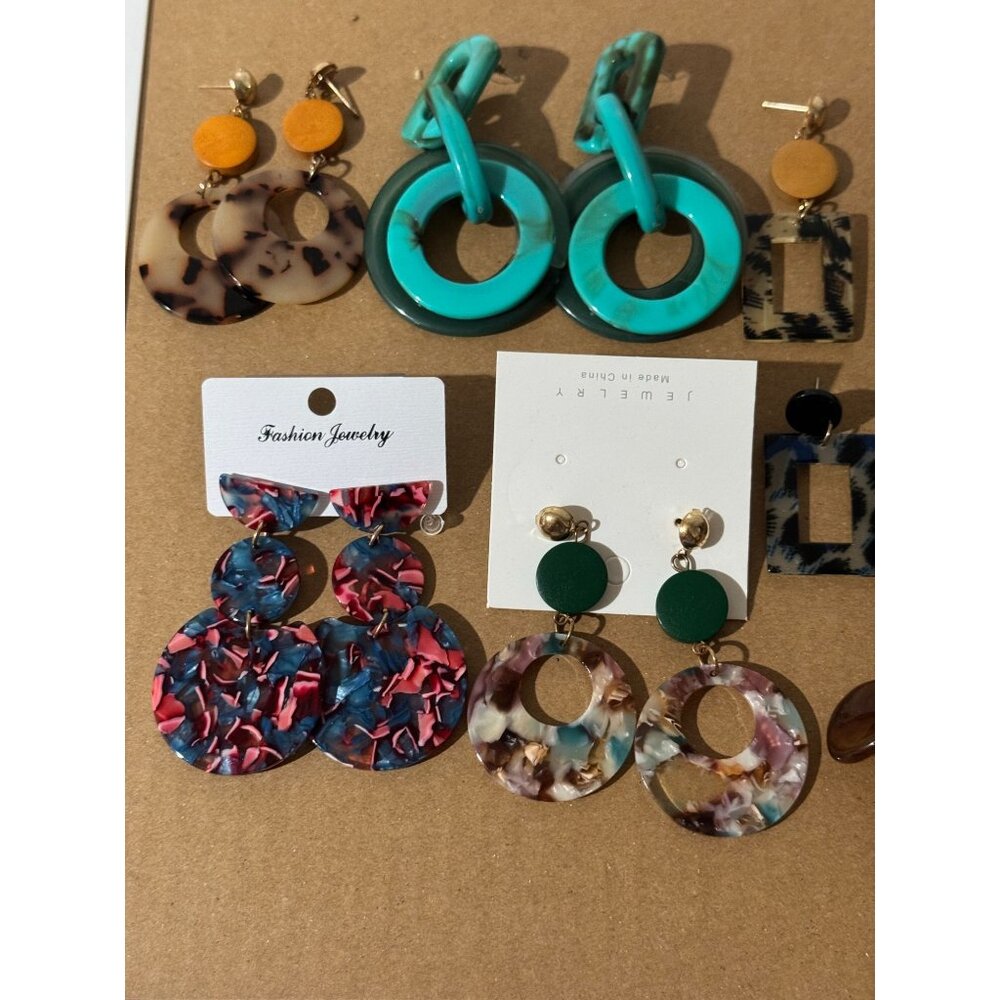Beonon Trendy Resin Statement Earrings Set – 14 Unique Pairs for Women